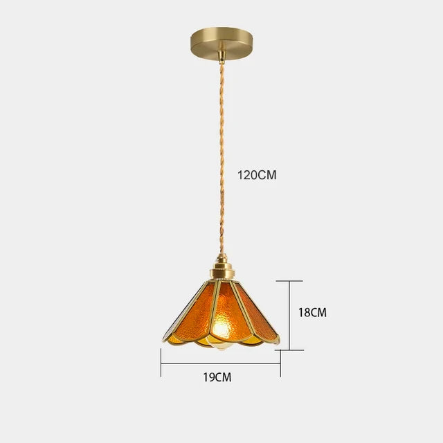Pendant Light Stained Glass 19.0 cm Copper Tiffany Style Dining Room Kitchen Hanging Ceiling Lamp | Thomler