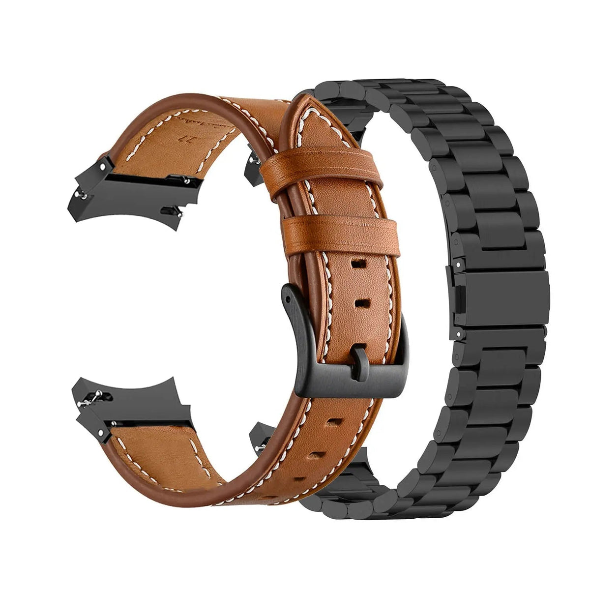Leather & Steel Smartwatch Strap for Galaxy Watch 5 – Adjustable Wristband in Multiple Finishes | Thomler