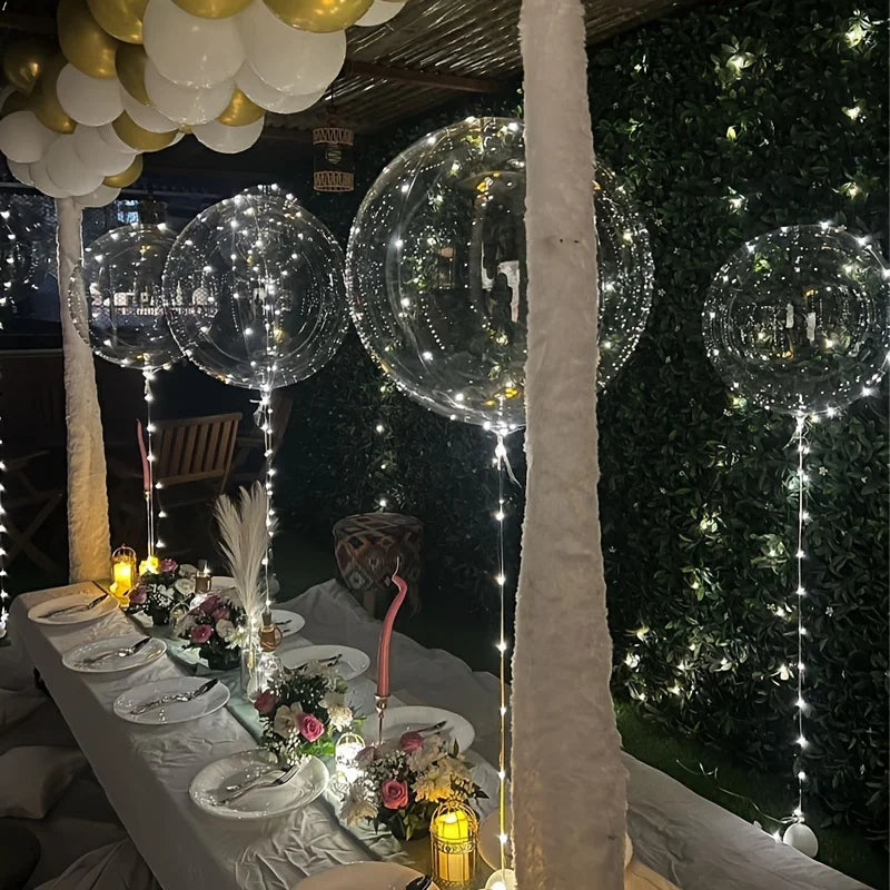 Clear LED Illuminated Party Balloons 20 Inch with Built-In Fairy Lights for Weddings Birthdays Holidays 5-Pack | Thomler