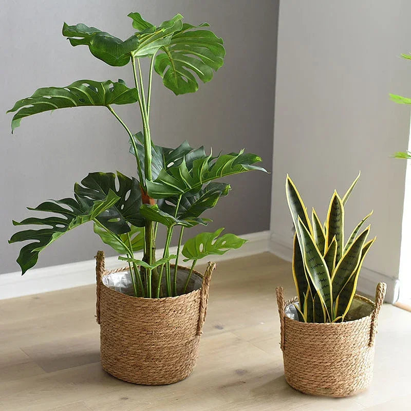 Plant Basket Seagrass Woven 35.0 cm Natural Indoor Outdoor Decorative Storage Planter Boho Scandinavian Rustic Home Decor | Thomler