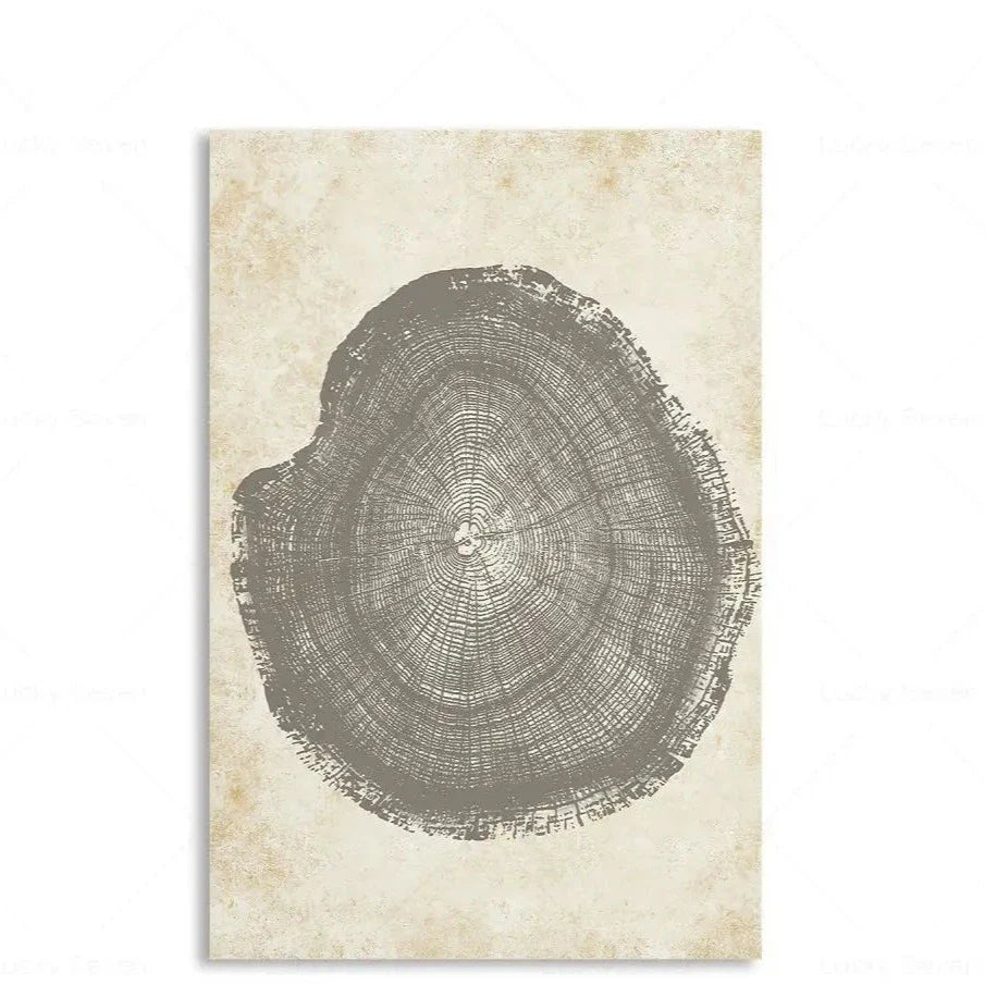 Canvas Wall Art Polyester 24 in x 18 in Tree Rings Abstract Home Décor Rustic Modern Artwork | Thomler