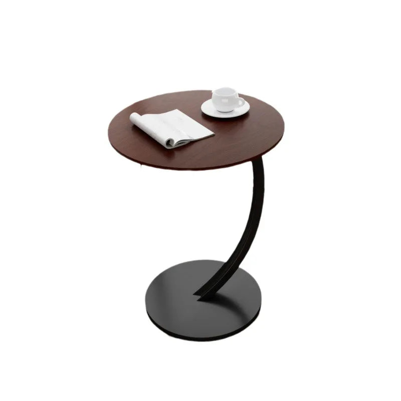 Circular Side Table with Wood Top & Metal Base – Space-Saving Accent for Living Room & Bedroom | Thomler