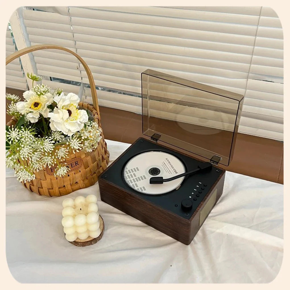 CD Player Wood Finish 20.0 cm Bluetooth 5.1 Portable Home Music Speaker USB AUX Vintage Audio System | Thomler