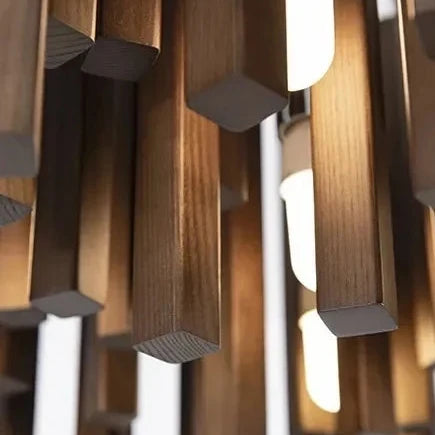 Sculptural Timber Ring Chandelier with Integrated LED – Modern Japanese-Inspired Design for Dining Room & Bedroom | Thomler