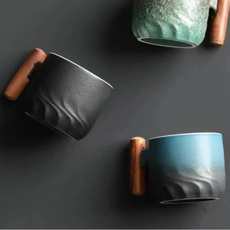 Ceramic Coffee Mug 2 in Handcrafted Retro Design 3 in Compact Kitchen Cup Drinkware | Thomler