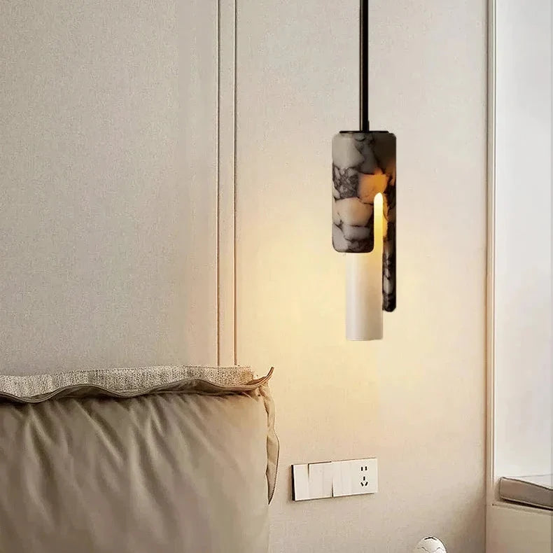 Cylindrical Stone Pendant – Natural Marble Column Fixture for Kitchen Island & Dining Room | Thomler