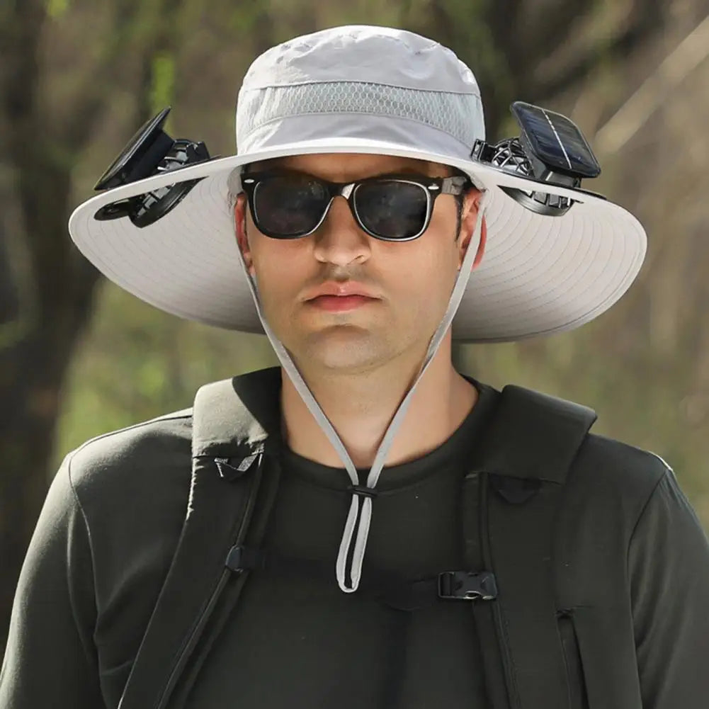 Solar-Powered Fan Hat with Wide Brim for Hiking, Fishing & Outdoor Adventures | Thomler