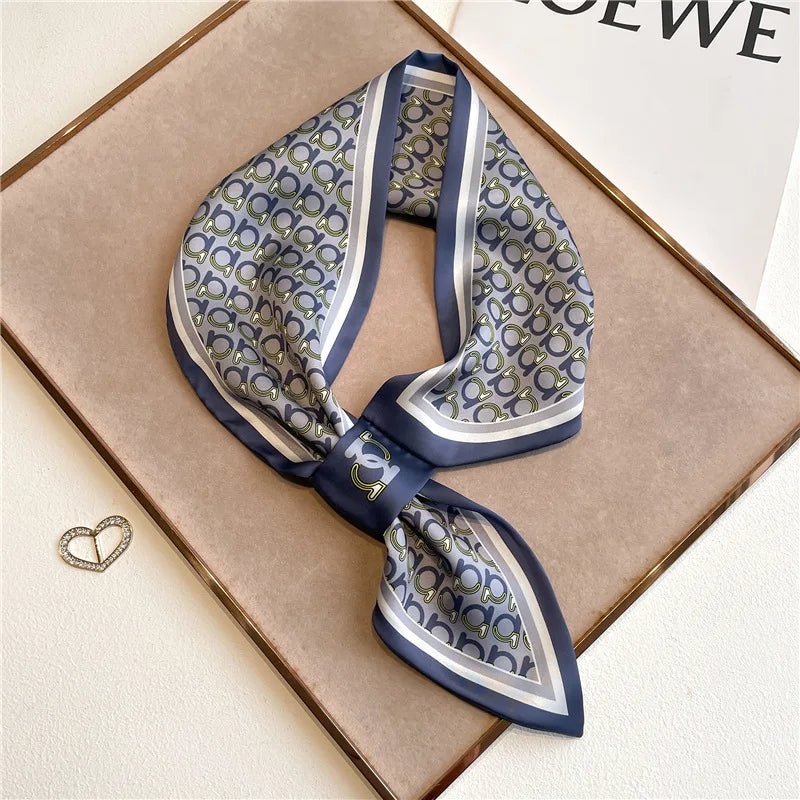 Equestrian Print Satin Neck Scarf Ribbon Bandana for Women Hair Tie Wrist Wrap Accessory for Fashion & Styling | Thomler