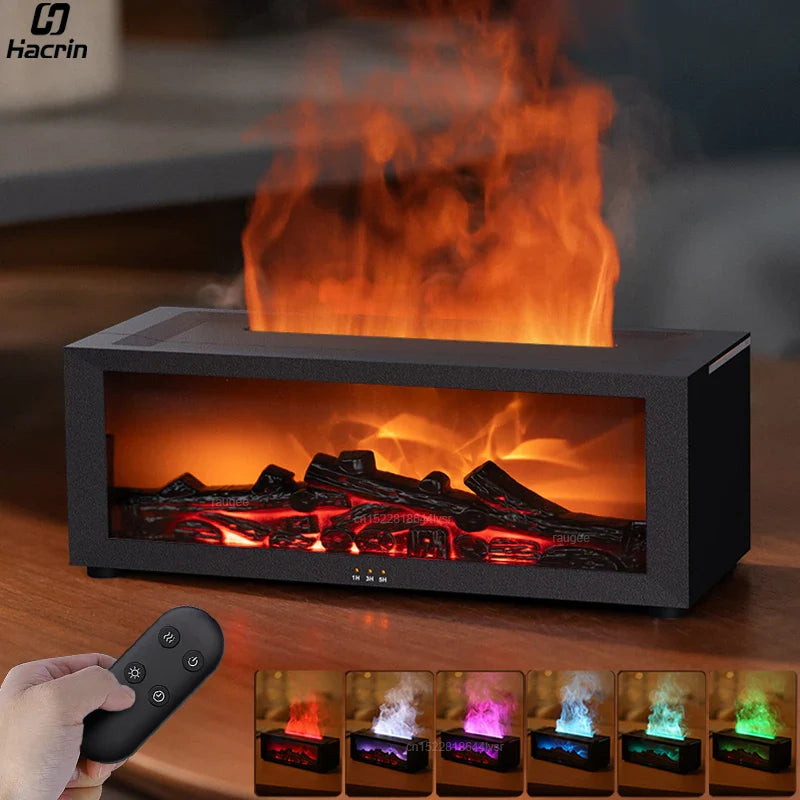 Humidifier Fireplace Effect 150 ml Remote Control LED Mood Light Aromatherapy Bedroom Desk Diffuser | Thomler