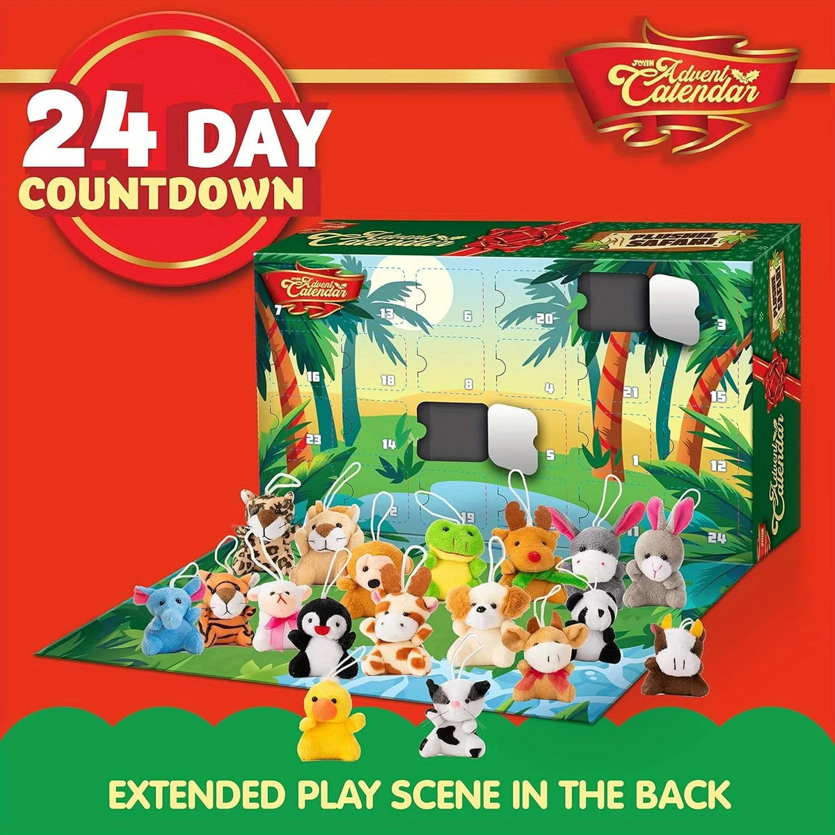 24-Day Holiday Countdown Calendar with Stuffed Animal Surprises for Kids | Thomler