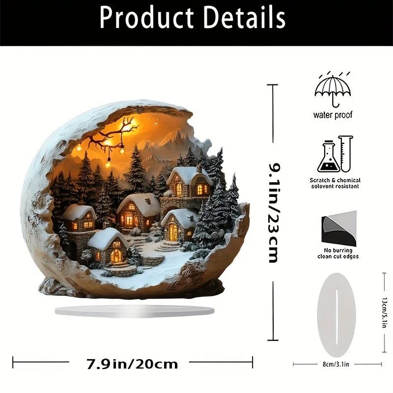 Acrylic Holiday Ornament Boho Tabletop Figure 9x8 Inch Decorative Centerpiece for Christmas Winter Mantle Shelf Bedroom Living Room Modern | Thomler