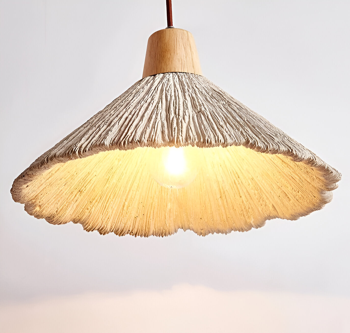 Pendant Light Cement 13.8 in Cream Dining Room Kitchen Island Hanging Ceiling Minimalist Wabi Sabi Rustic Fixture | Thomler