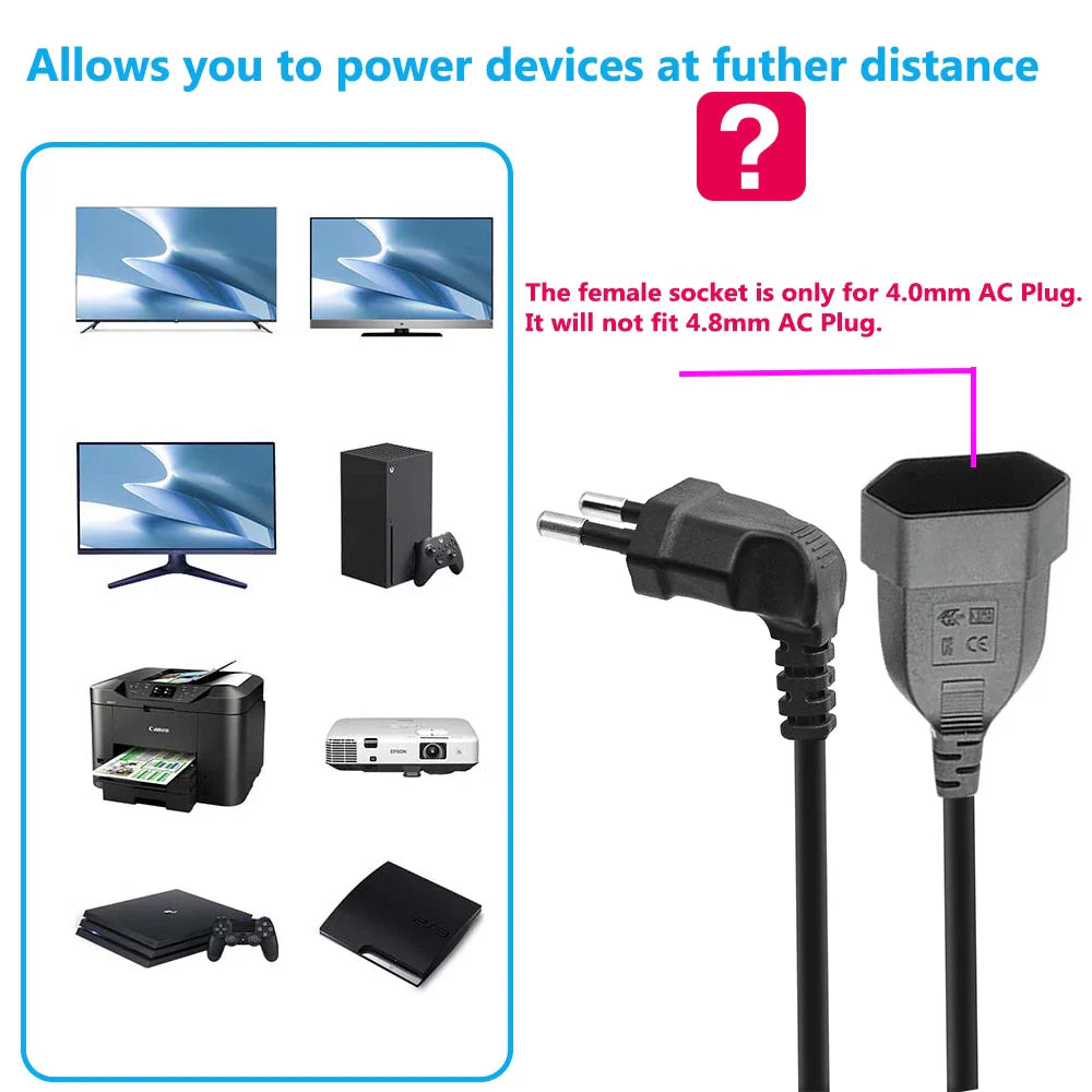 Extension Cable Pure Copper 5.0 m 16.4 ft EU 2 Pin Indoor Floor Lamp Power Lead Flexible Connector | Thomler