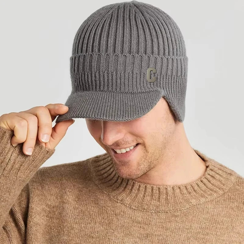 Soft Knit Winter Beanie with Curved Brim – Windproof Cold-Weather Cap for Men & Women | Ice Skating, Skiing, Outdoor Adventures | Thomler