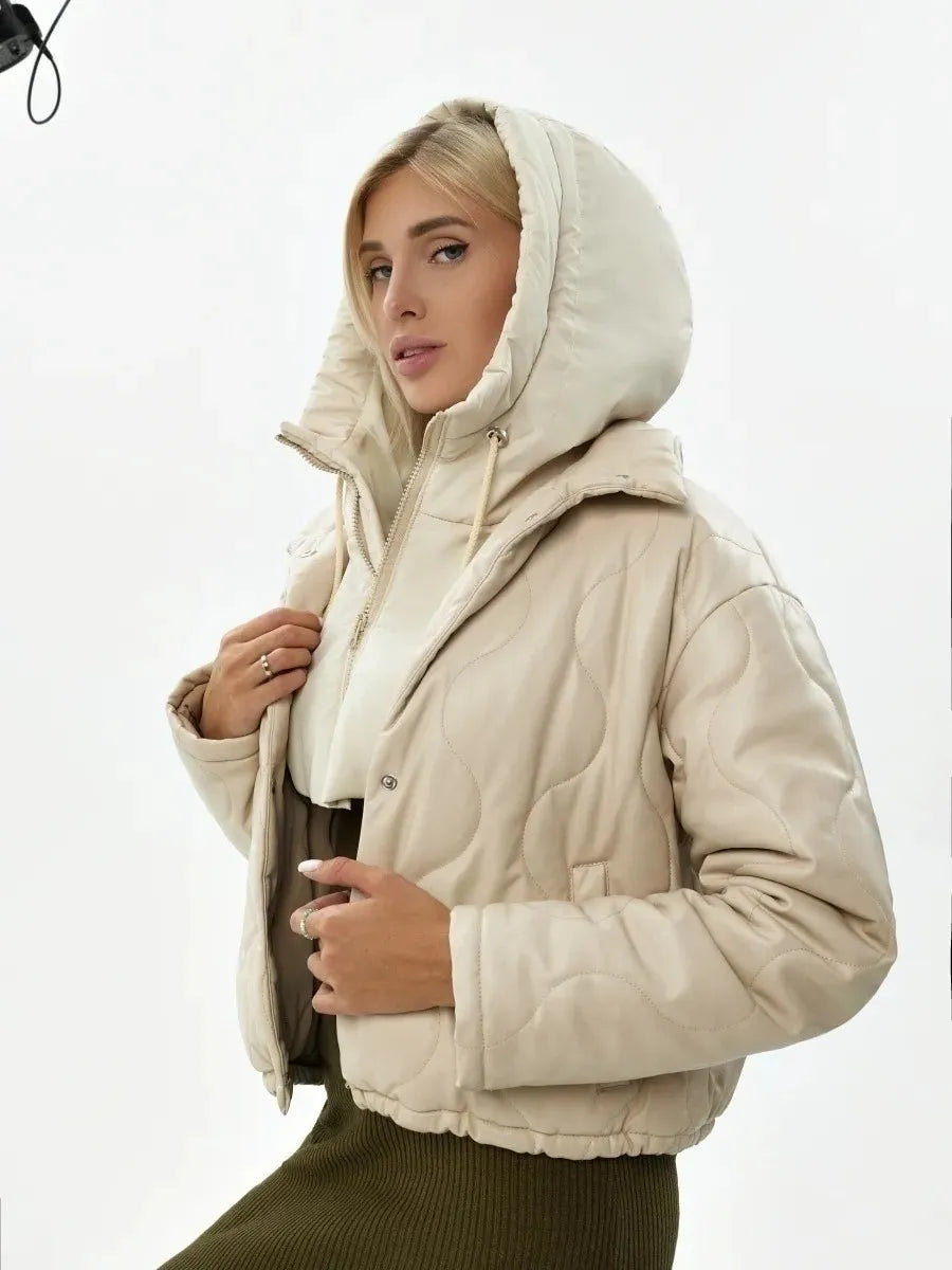 Hooded Infinity Scarf with Zip – Lightweight Down Neck Warmer for Women | Thomler