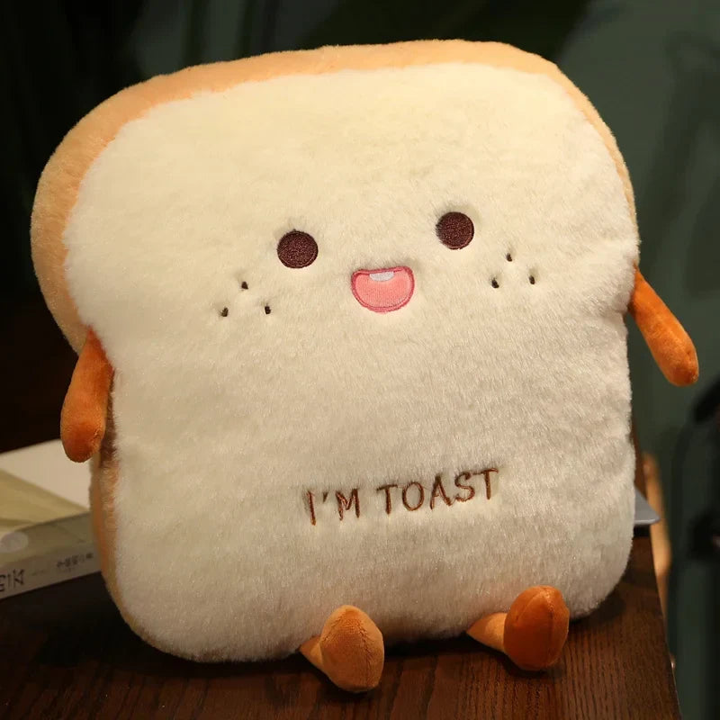 Soft Plush Toast Hand Warmer Pillow with Pocket – Cozy Stuffed Bread Cushion for Warmth & Comfort | Thomler
