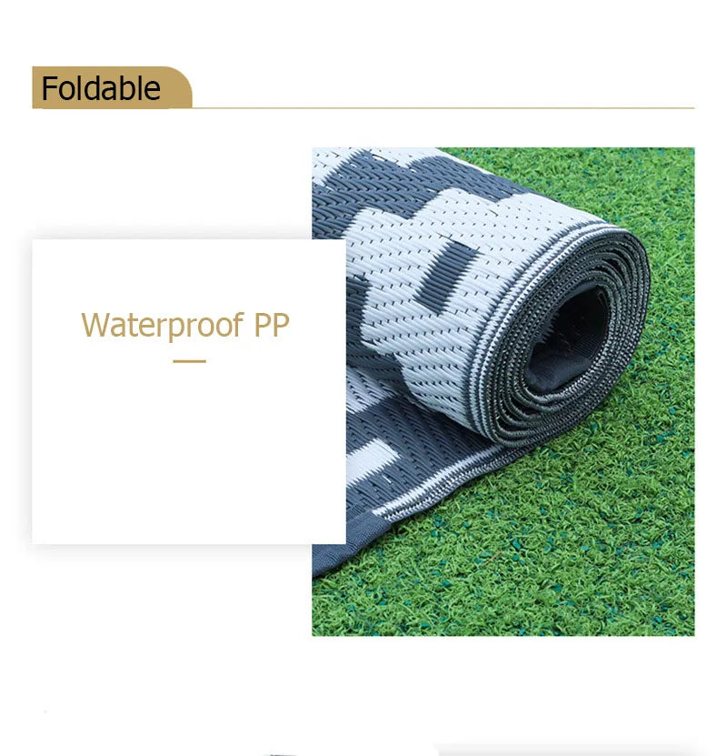 Outdoor Rug Waterproof PP 150.0 cm x 240.0 cm Grey Patio Garden Camping Picnic Balcony Mat | Thomler