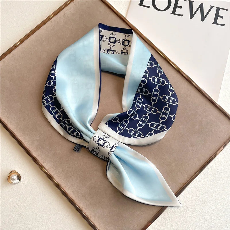 Equestrian Print Satin Neck Scarf Ribbon Bandana for Women Hair Tie Wrist Wrap Accessory for Fashion & Styling | Thomler