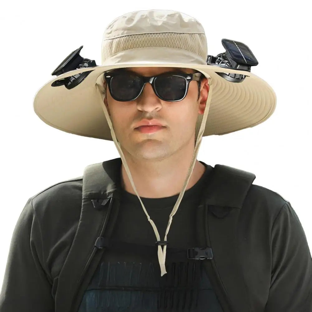 Solar-Powered Fan Hat with Wide Brim for Hiking, Fishing & Outdoor Adventures | Thomler