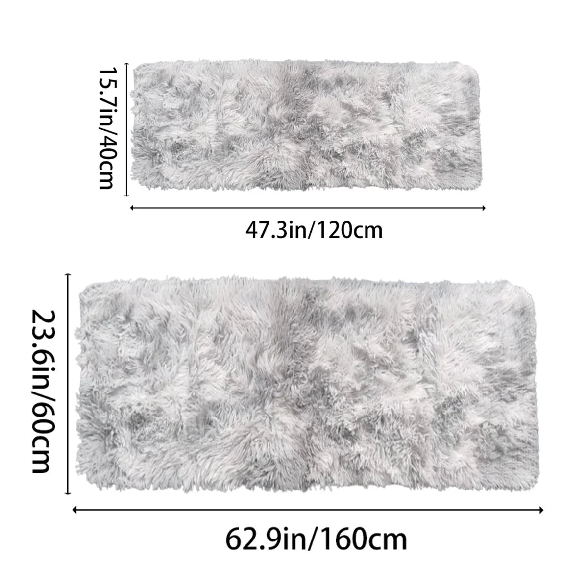 Rug Long Microfiber 80.0 cm x 200.0 cm White Bedroom Living Room Shaggy Non Slip Floor Runner Carpet | Thomler