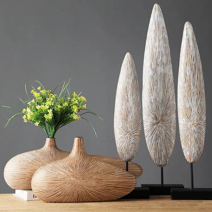 Decorative Vase Imitation Wood 14 in Medium 20 in Large Sculpted Home Accent | Thomler