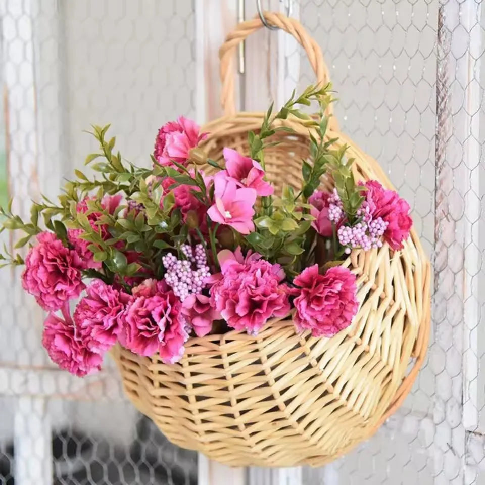 Wall Planter Basket Rattan 30.0 cm Natural Indoor Outdoor Hanging Flower Pot Holder Garden Balcony Decor | Thomler