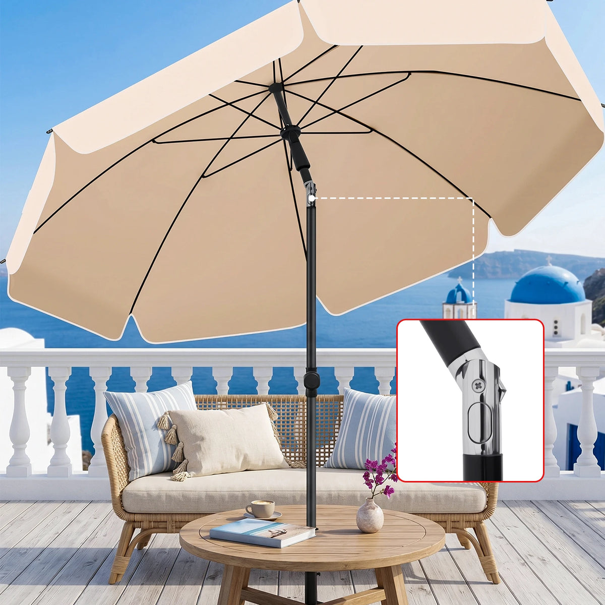 6.5 ft Tilt Patio Umbrella with Carry Bag – Portable UV Protection Canopy for Backyard, Beach & Outdoor Tables | Thomler