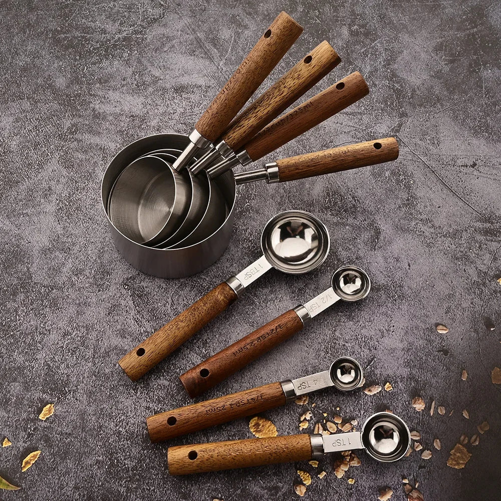 Measuring Spoon Set Stainless Steel 8-Piece Rustic Kitchen Baking Tools | Thomler