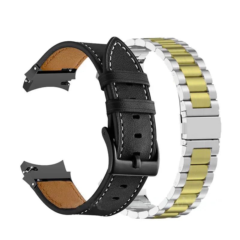 Leather & Steel Smartwatch Strap for Galaxy Watch 5 – Adjustable Wristband in Multiple Finishes | Thomler