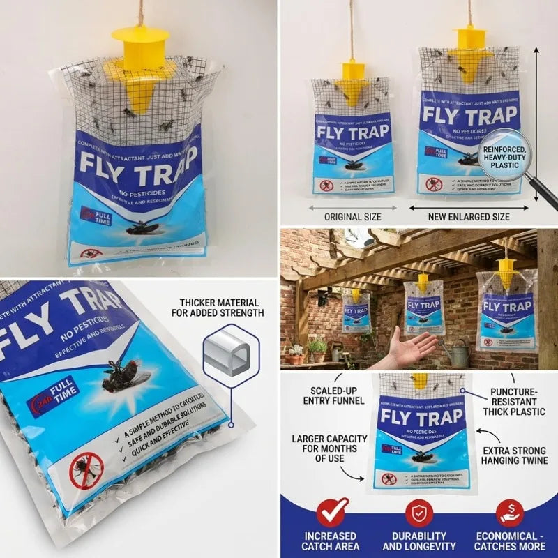 Outdoor Fly Trap with Water-Activated Attractant – Disposable Hanging Design for Yard & Patio | Thomler