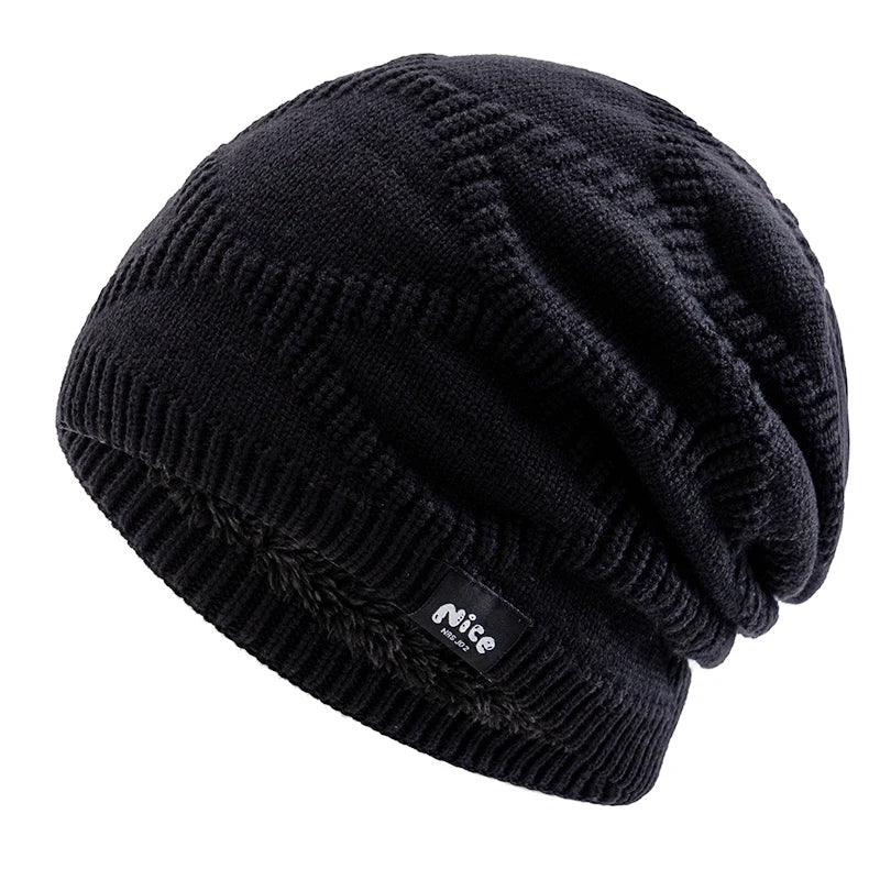 Slouchy Knit Beanie Hat with Fleece Lining – Unisex Cold Weather Headwear for Men & Women, Casual Outdoor Skull Cap | Thomler