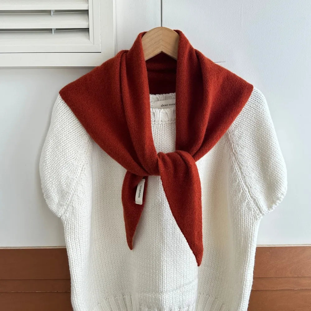 Pure Wool Triangle Scarf for Women – Cold-Weather Neck Wrap & Head Covering – Solid Color Shawl 24×51 in | Thomler