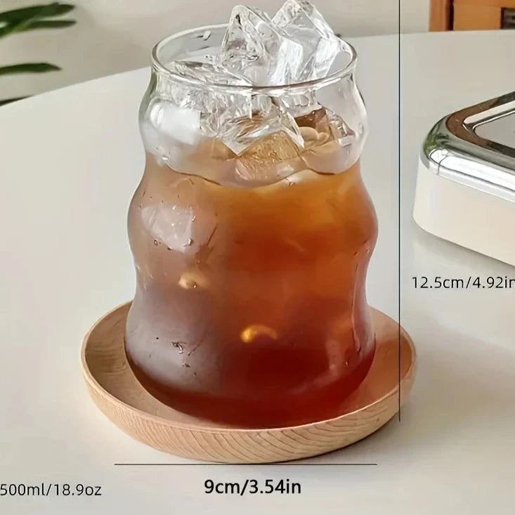 Tumbler Glass Heat Resistant 5 in Ribbed 4-Piece Set Hot Cold Drinks Kitchen Barware | Thomler