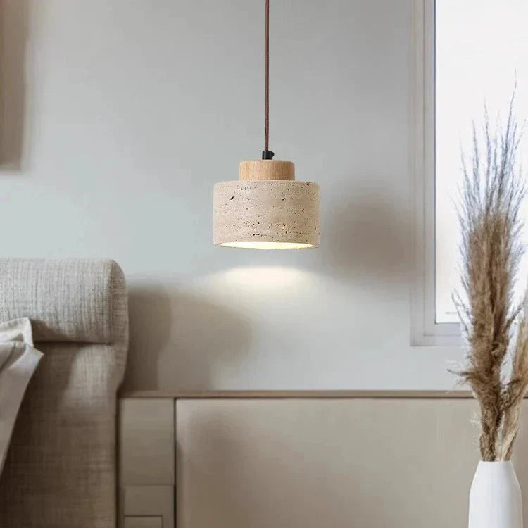 Pendant Light Travertine Stone 16.5 cm Warm White Bedroom Bedside Hanging Ceiling Lamp Scandinavian Ambient Lighting | Thomler