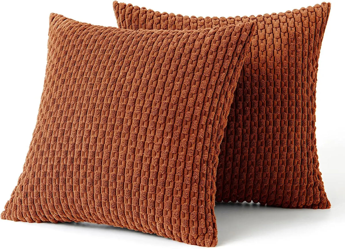 Corduroy Pillow Cover Ribbed Texture Decorative Throw Cushion Case Bohemian Striped Design for Couch Sofa Bed Chair Living Room Bedroom | Thomler