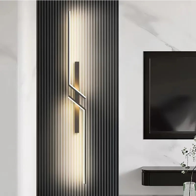 LED Wall Sconce Linear Geometric Accent Light 24-40 in Black Warm Cool Neutral for Bedroom Hallway Contemporary Interior Lighting | Thomler