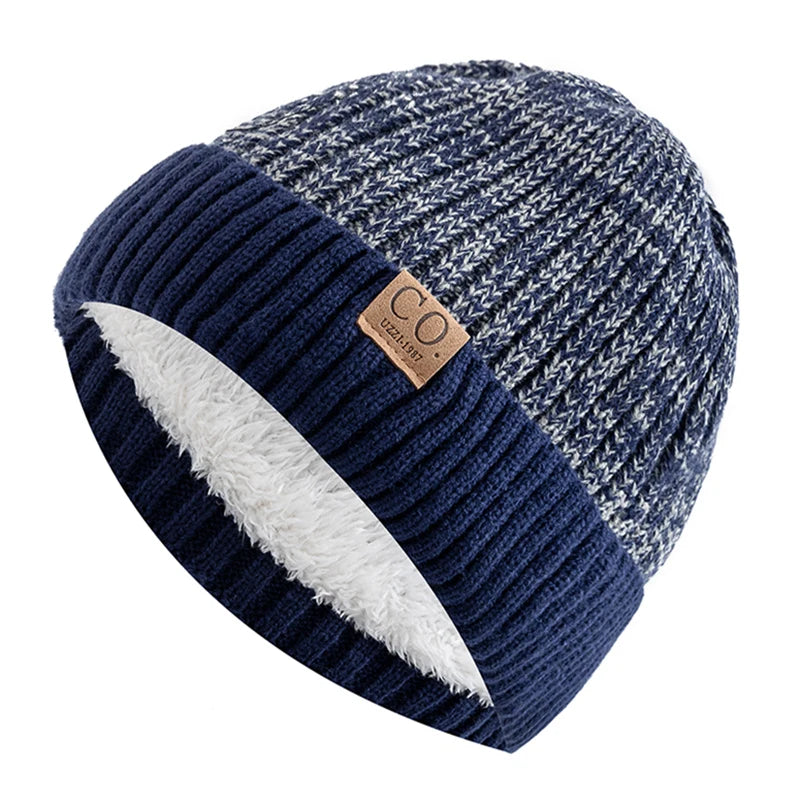 Two-Tone Fleece-Lined Winter Beanie for Men & Women – Soft Knit Hat with Plush Interior for Cold Weather | Thomler