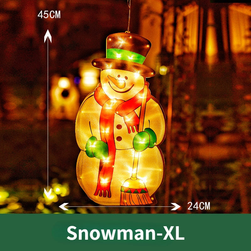 Battery-Operated LED Window Hanging Decoration with Flash & Steady Modes – Holiday-Themed Silhouettes for Christmas Displays, Easy | Thomler