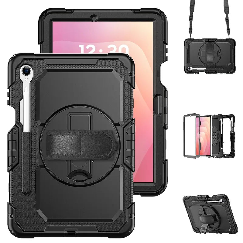 Heavy-Duty Tablet Case for Samsung Galaxy Tab S11–S7 with Rotating Hand Strap, Kickstand & Shoulder Strap | Thomler