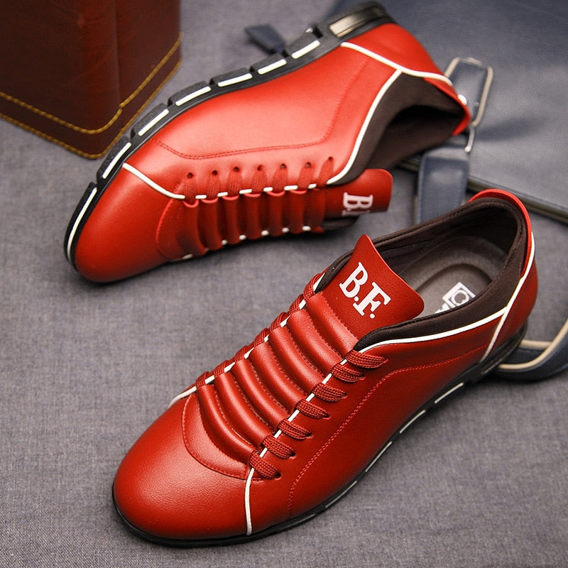 Men's Low-Top Lace-Up Sneakers PU Leather Casual Athletic Shoes Flat Rubber Sole for Everyday Work Gym Tennis | Thomler