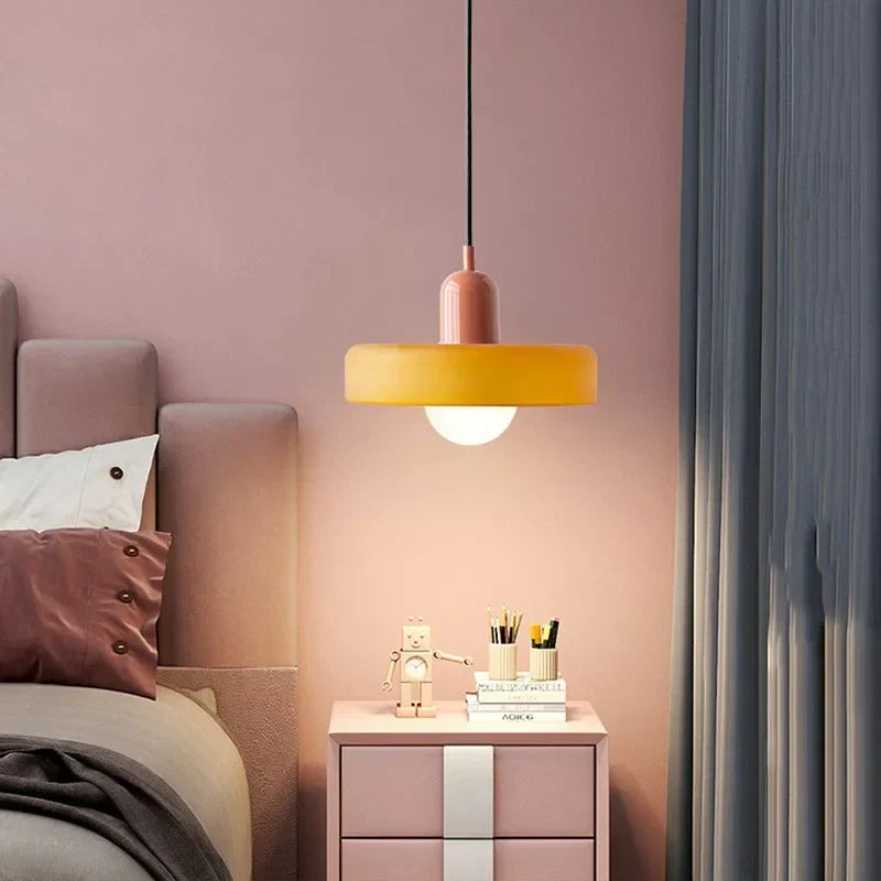Tinted Glass Pendant Light – Contemporary Hanging Fixture with Colorful Accents for Dining Room & Bedroom | Thomler