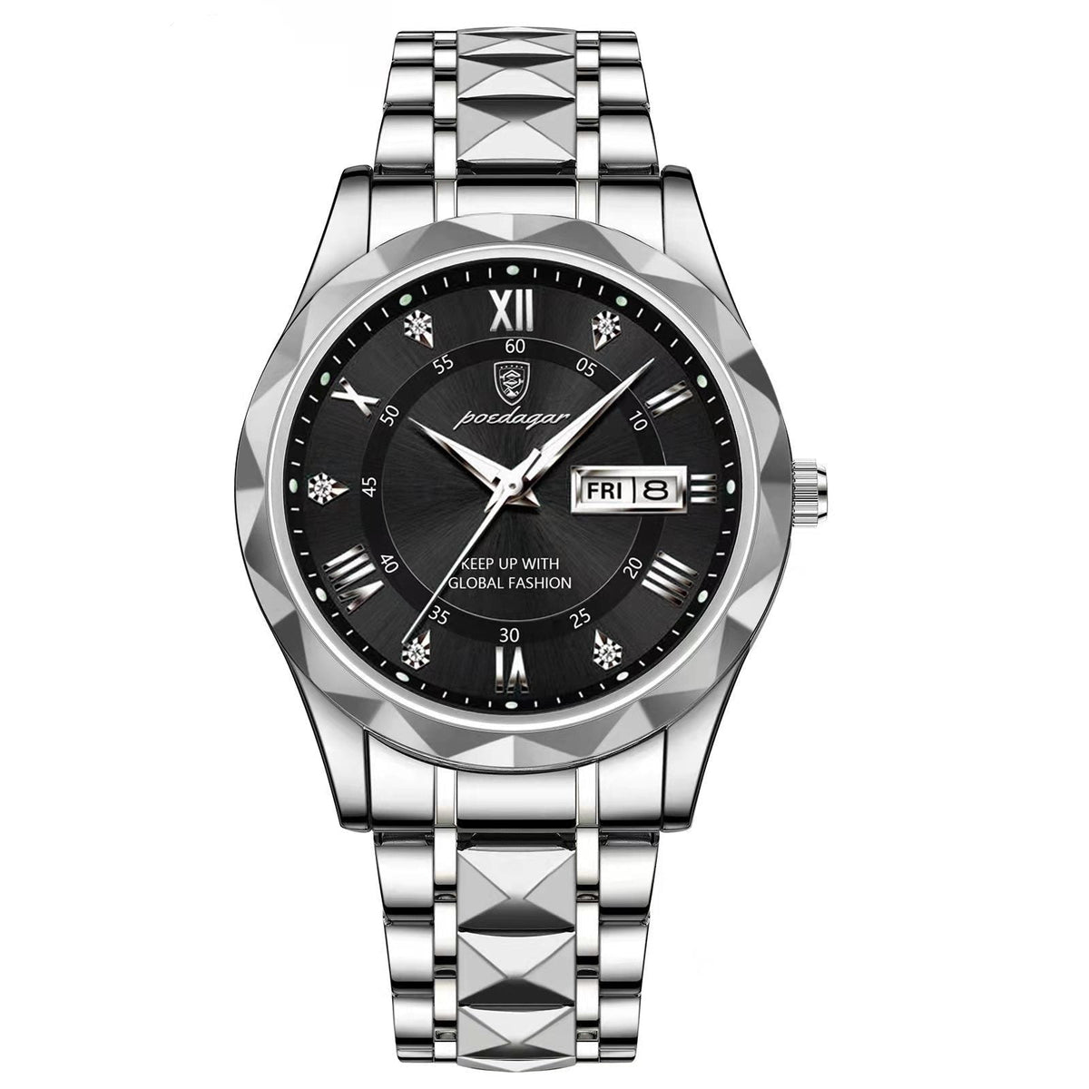 Stainless Steel Men's Watch with Luminous Dial & Date Display | Thomler