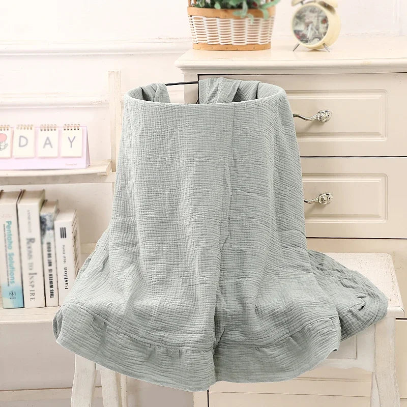 Cotton Gauze Baby Blanket with Ruffled Edges – Soft Breathable Swaddle Wrap for Newborns & Infants | Thomler