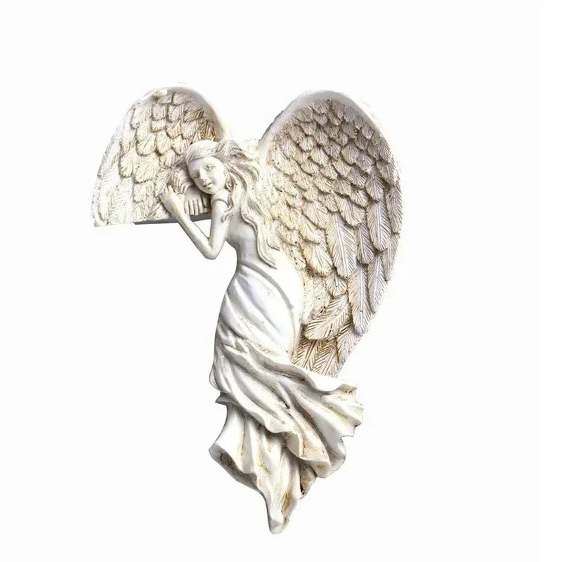 Angel Wing Wall Sculpture for Doorways & Corners – Resin Guardian Décor for Home, Entryway, Garden – Spiritual Protector Art | Thomler