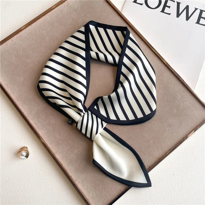 Equestrian Print Satin Neck Scarf Ribbon Bandana for Women Hair Tie Wrist Wrap Accessory for Fashion & Styling | Thomler