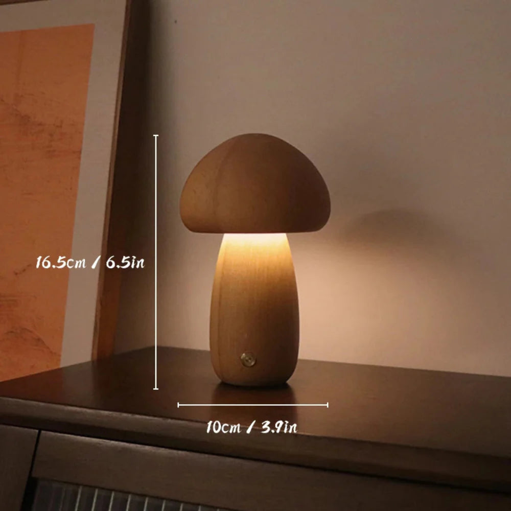 Table Lamp Wood 7.9 in USB Rechargeable Bedroom Desk Night Light Dimmable Ambient Lighting | Thomler