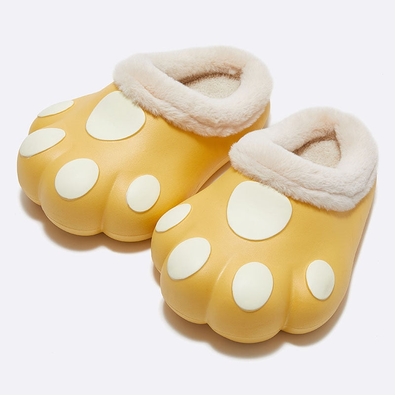 Plush Cat Paw Slippers with Fleece Lining – Cozy Winter House Shoes for Women & Men | Thomler