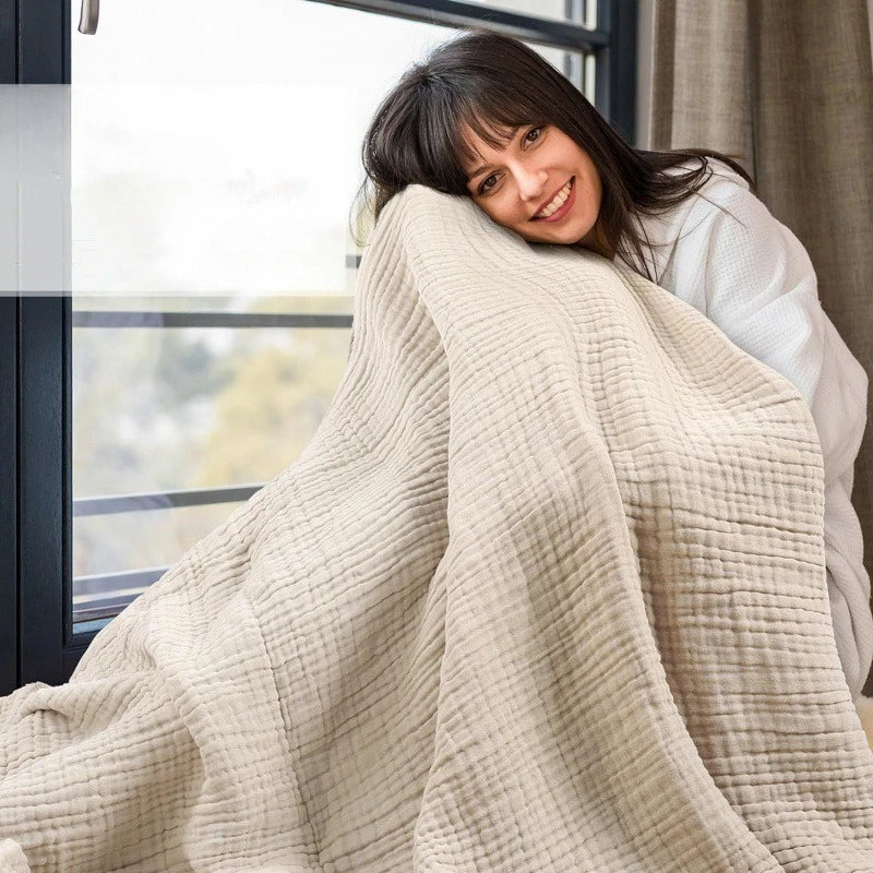 Six-Layer Cotton Gauze Blanket for All Seasons – Oversized Muslin Throw for Kids & Adults | Thomler