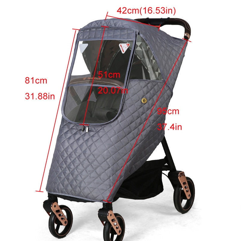 Weather Shield Stroller Cover for Rain & Wind – Clear View Window, Universal Fit Carriage Protector | Thomler