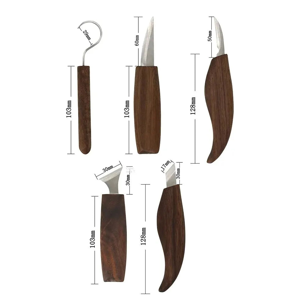 Carving Knife Kit for Wood — 8-Piece Whittling Tool Set with Hook Blade, Detail Knives & Files for Spoon Carving, Sculpting & Craft Work | Thomler